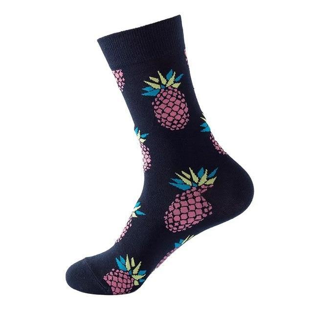 Pineapples Black Crazy Socks - Crazy Sock Thursdays